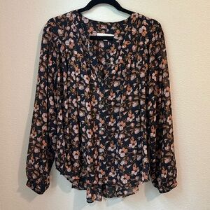 LOFT Flowy Floral Print Button Down Top